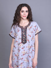 Alpine Nighty with Side Pocket & Neckline Embroidery | Printed
